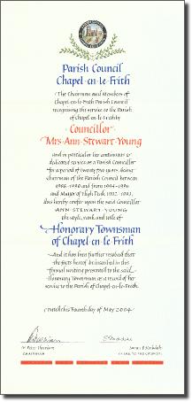 Calligraphy & lettering: Chapel-en-le-Frith Townsman Panel